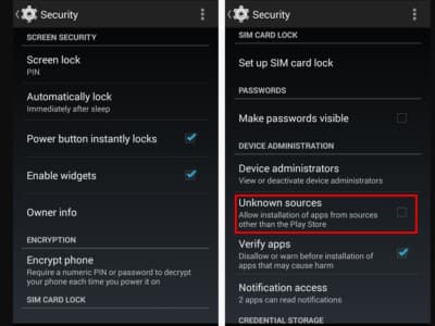 Enable unknow sources to install the APK easily